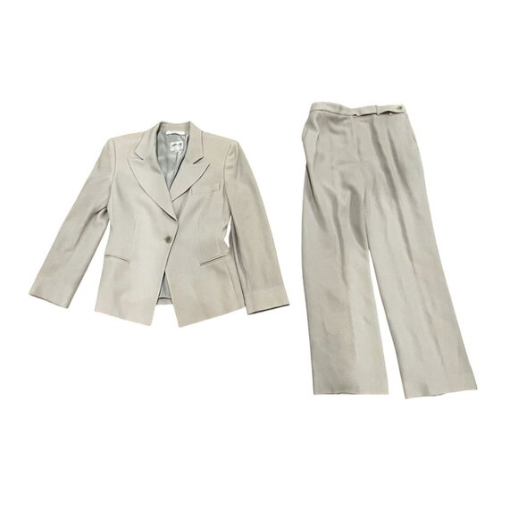 Armani Collezioni Tan Blazer & Pants Suit Set Wool Blend Elegant Women's Size 6